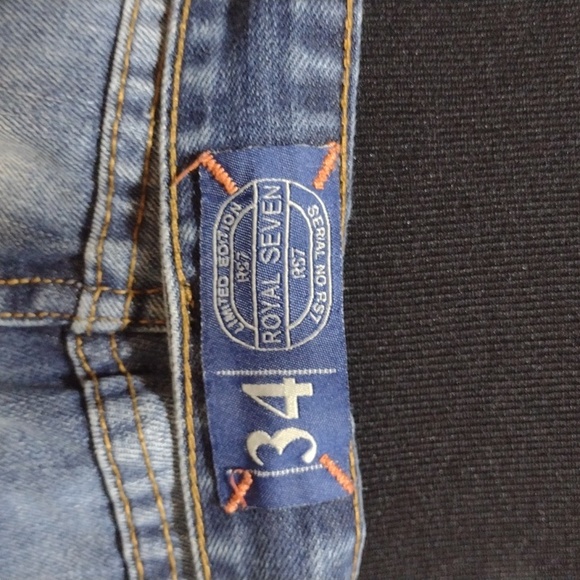 Royal Seven Limited Edition Distressed Blue Denim Jogger Jeans Mens - Picture 5 of 7